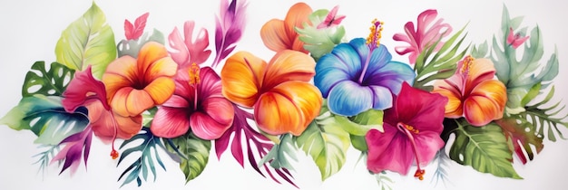 Flores tropicais com folhas