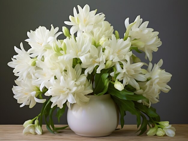 Foto flores de tubérculo blancas frescas en un jarrón