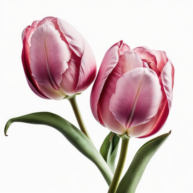 Flores de tulipán rosa Ilustración aislada AI generativa