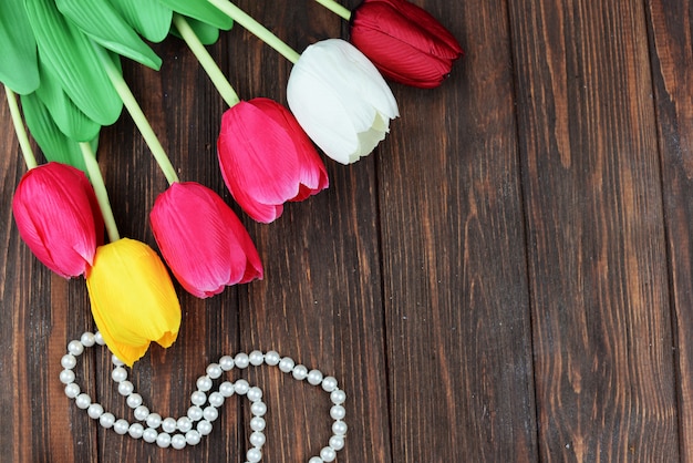 Flores de tulipanes para el día de fiesta de San Valentín, 8 de marzo. Día de la Madre.