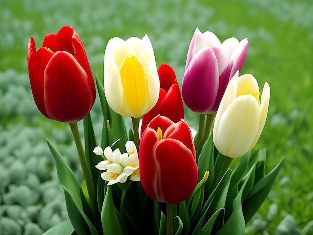 flores de tulipanes rojas y blancas