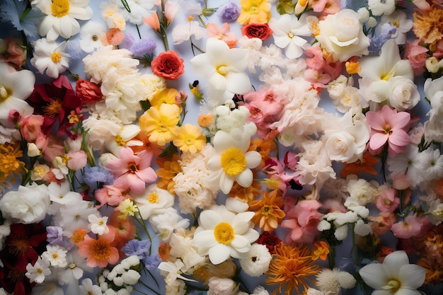 Flores de verano arregladas con un espacio abierto en el centro