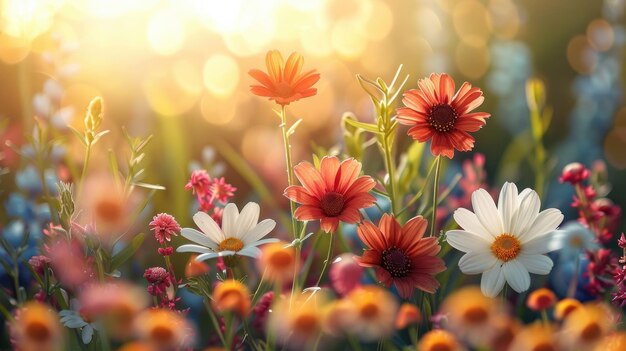 Flores vibrantes da primavera se abrigam na calorosa luz do sol do Dia das Mães
