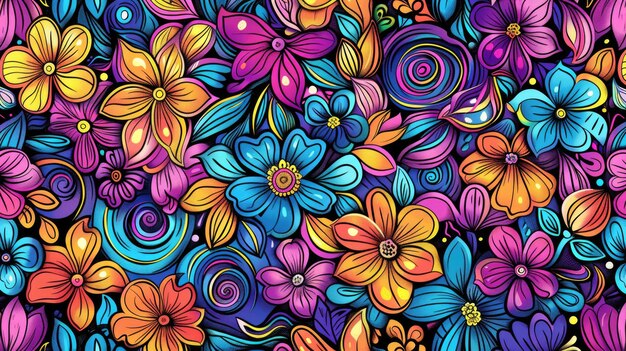 Flores vibrantes em um fundo escuro perfeitas para adicionar um toque de cor a qualquer desenho