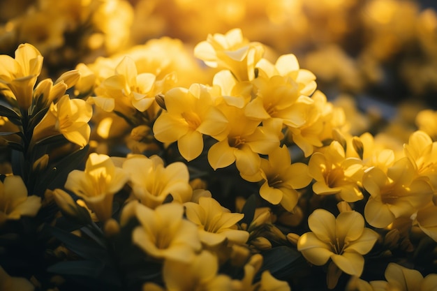 Flores vibrantes Un primer plano de flores amarillas en una relación de 32 aspectos