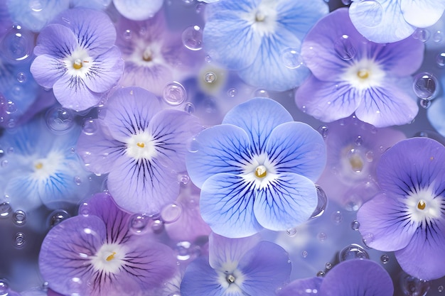 Foto flores violetas fundo verão brilhante verão flores frescas com gotas de água em borracha névoa flor bac