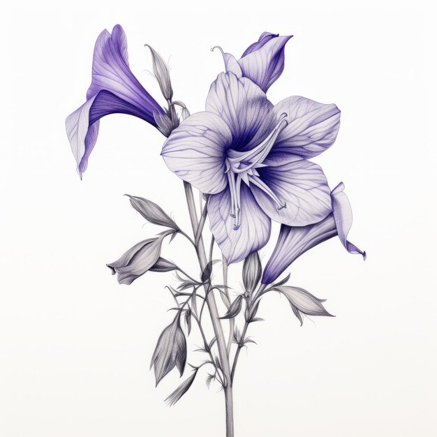 Foto flores violetas en la niebla matinal anatomía detallada de la campanula poscharskyana