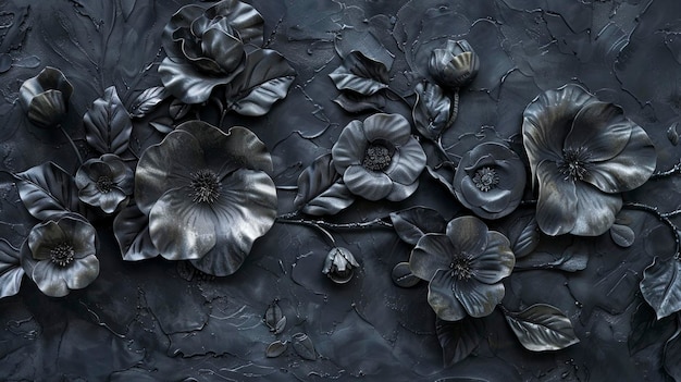 Flores volumétricas decorativas escuras