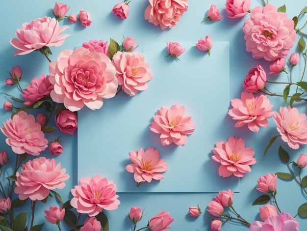 Floresce em harmonia Composição de flores com flores rosa e brancas em Pastel