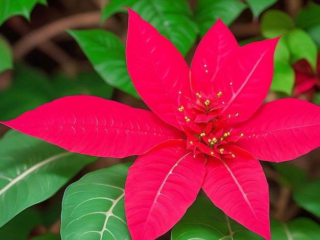 Floresta Amazônica Poinsettia Euphorbia ulcher Flor de fundo Impressionante foto da natureza