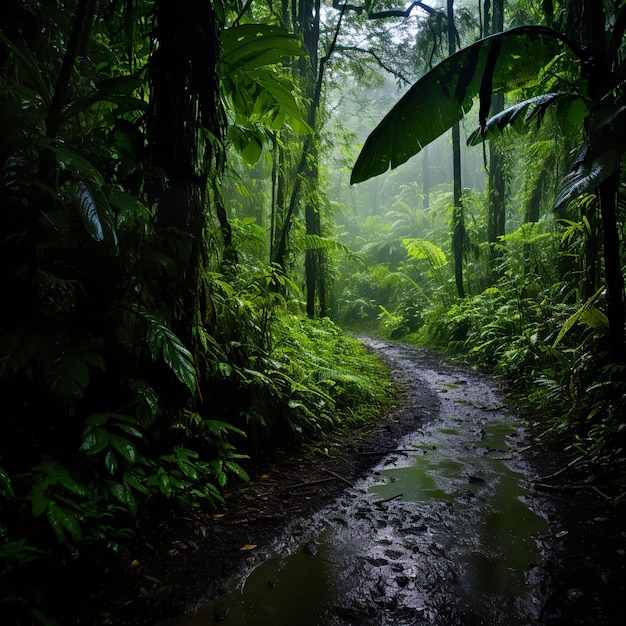 Floresta Amazônica Selva Profunda Chovendo