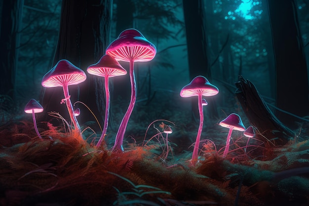 Floresta brilhante de cogumelos Gerar Ai