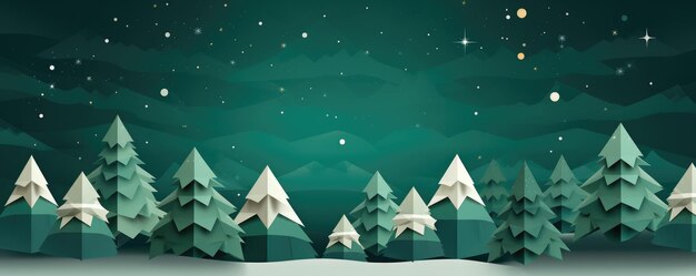 Floresta cheia de árvores decoradas de Natal panorama de cartão de saudação de Natal Generative Ai