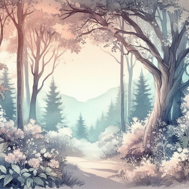Foto floresta de aquarelas da princesa
