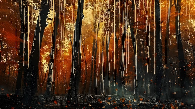 Foto floresta de cera gotejante uma metáfora visual para perda e transformação em calor extremo