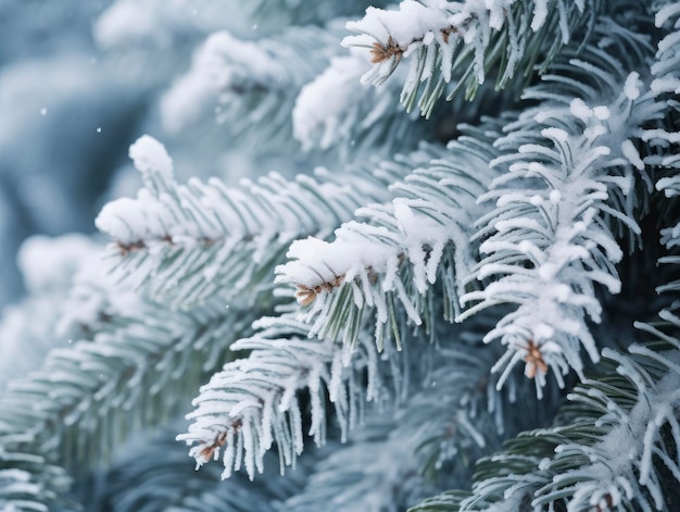 Floresta de inverno coberta de neve perto de galhos de abeto sob a neve imagem com espaço em branco para o texto