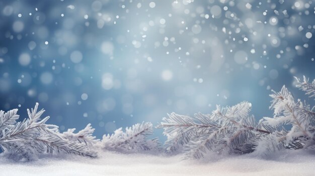 Floresta de inverno congelada com pinheiros cobertos de neve fundo de natal ia generativa