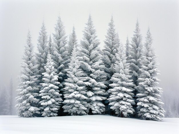 Floresta de Inverno Frosty Coberto de neve Pinheiros e cenário natural Perfeito para beleza sazonal e temas de Natal