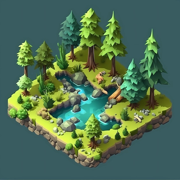 floresta de jogo 3d