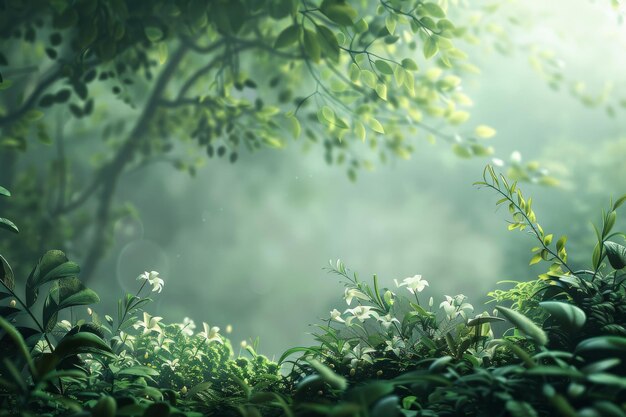 Floresta densa e verde com árvores abundantes