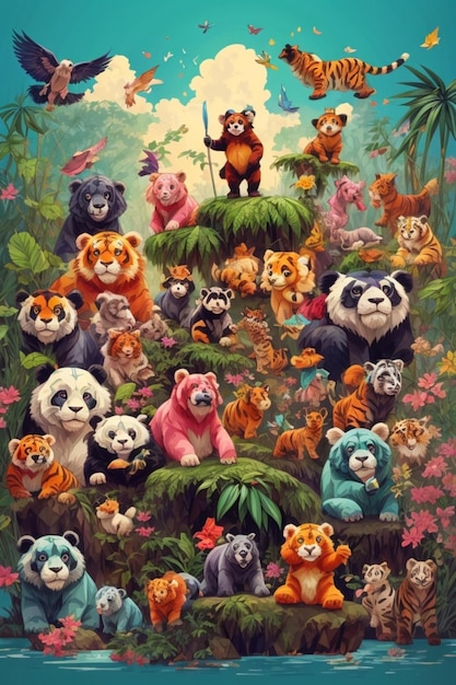 floresta e animais doces