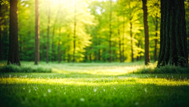 Floresta e Primavera Belos campos de prado com grama fresca na natureza Primavera de verão paisagem natural perfeita