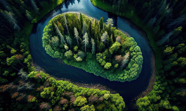 Floresta e rio a partir do ponto de vista da IA generativa