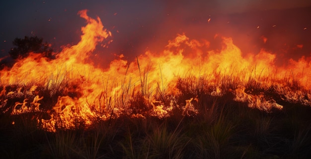 Floresta em incêndio conceito de poluição ambiental impactos ambientais IA generativa