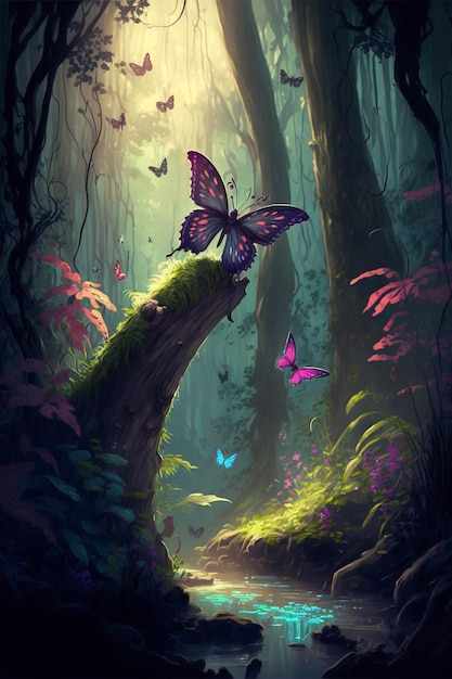 floresta encantada de borboletas