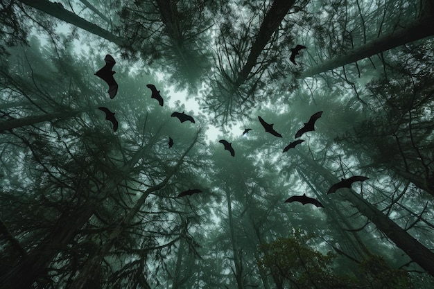 Foto floresta exuberante de árvores de morcego gerar ai