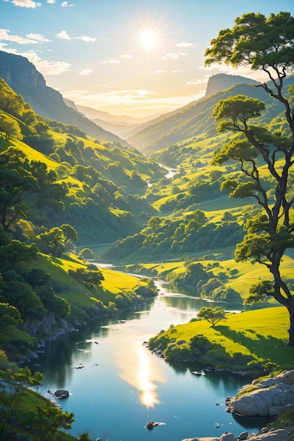 Floresta incrível com um lago