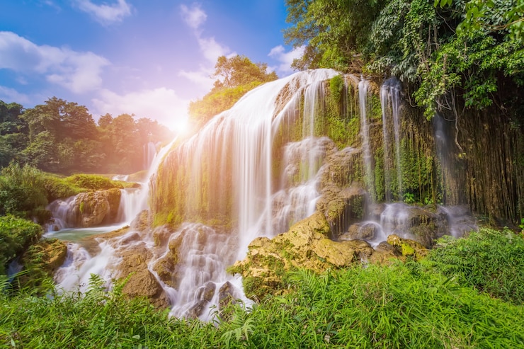 Foto floresta limpa rio cascata bonito