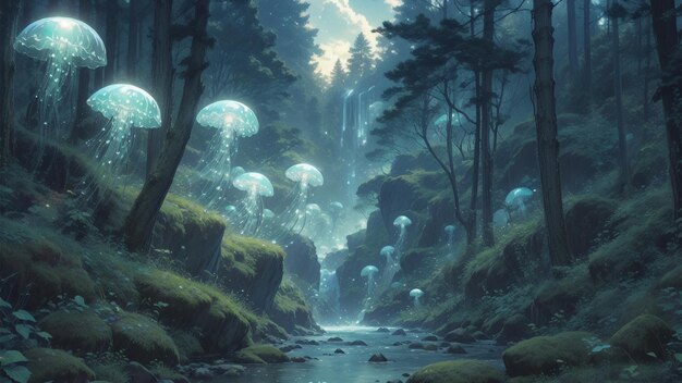 Floresta Mágica ao Estilo Ghibli