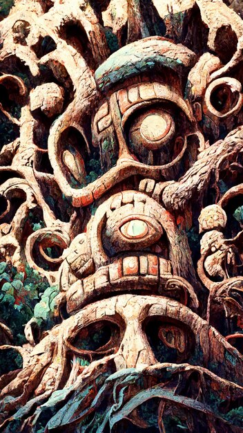 Floresta Maya antiga cultura asteca e civilização Inca ilustração 3D
