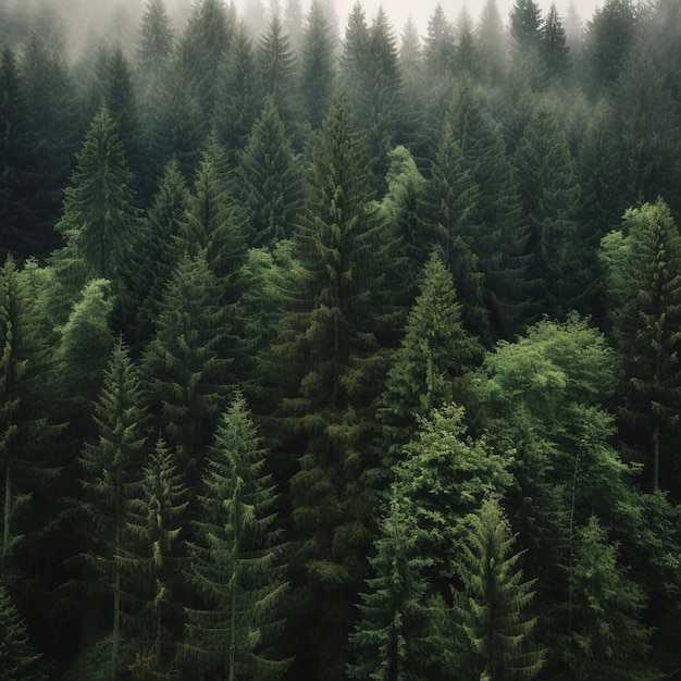 Foto floresta misteriosa com nevoeiro em cores dramáticas