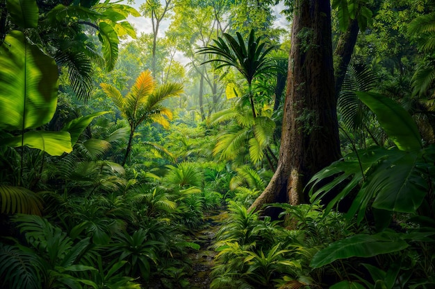 Floresta tropical com árvores grandes