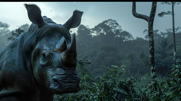 Foto floresta tropical do rinoceronte negro