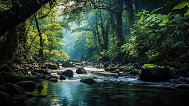 Floresta tropical encantadora na Indonésia