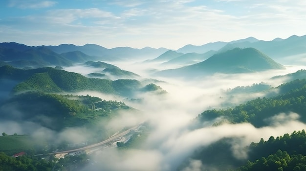 Foto floresta verde e montanha no inverno