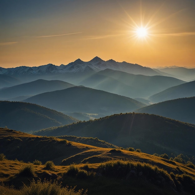 Foto florestas montanhosas pacíficas que são muito bonitas