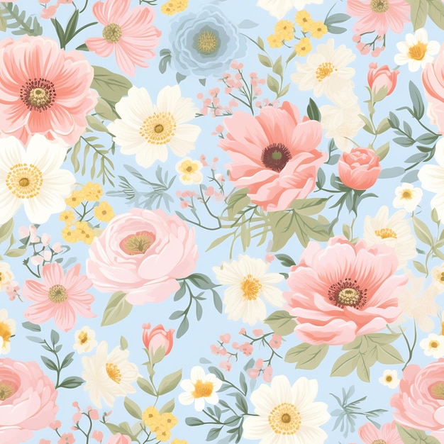 florista em cores pastel azulejos patter