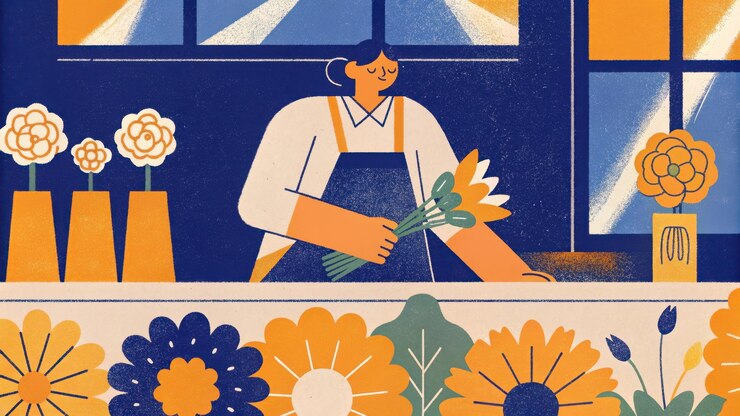 Un florista profesional arregla hermosos ramos de flores