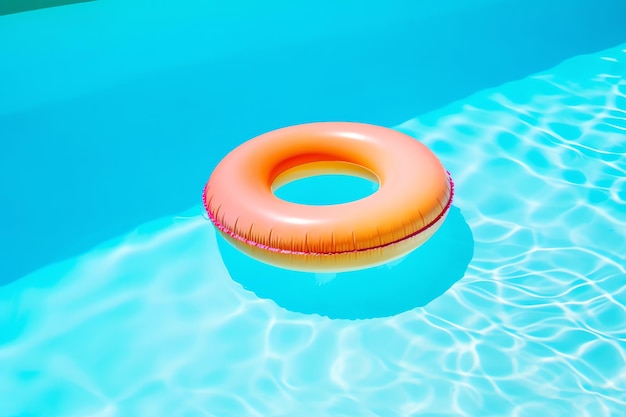 Un flotador naranja flotando en una piscina