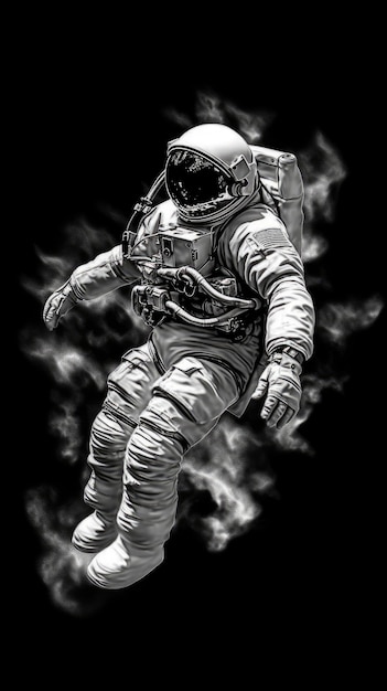 Flotando entre las estrellas Vida como astronauta en el espacio en blanco y negro