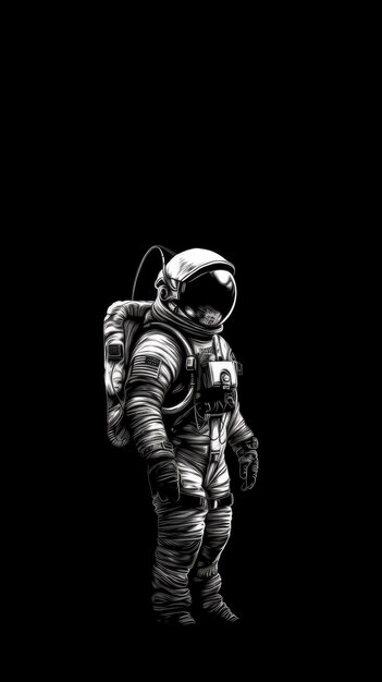 Flotando entre las estrellas Vida como astronauta en el espacio en blanco y negro