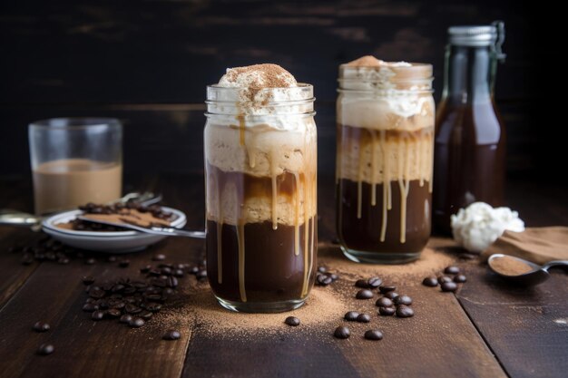 Flote de café gelado com uma camada de sorvete doce e cremoso criado com ai generativo