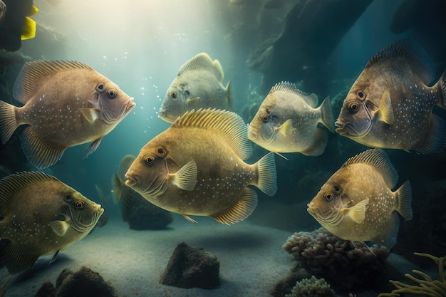 Flounder Fish Underwater Lush Nature de Generative AI