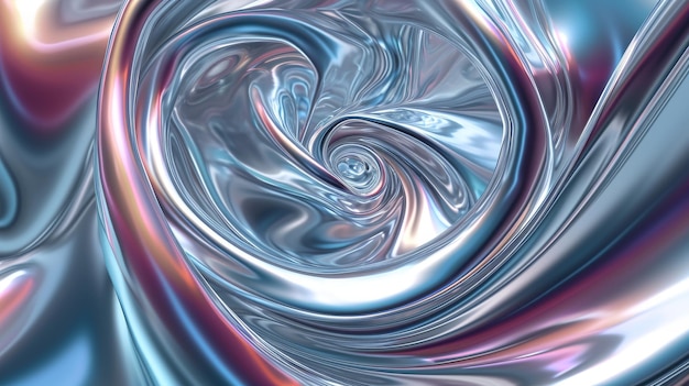 Flow Liquid Lines Design Element 3D-Rendering holographischer iridescenter Neon-Kurvenwelle in Bewegung