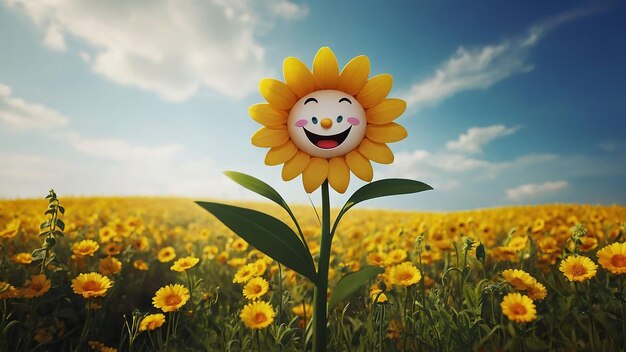 Flower feliz de desenho animado em 3D