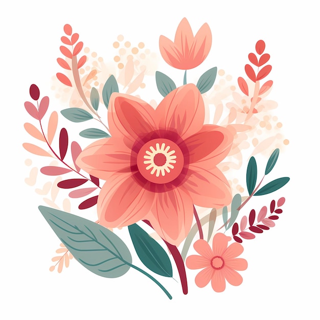 Foto flower_flat_illustration_on_white_background (flor_ plana_ilustração_em_fondo_branco)